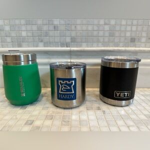 Stanley Green Tumbler, Hardy Silver Mug, Yeti Black Cup